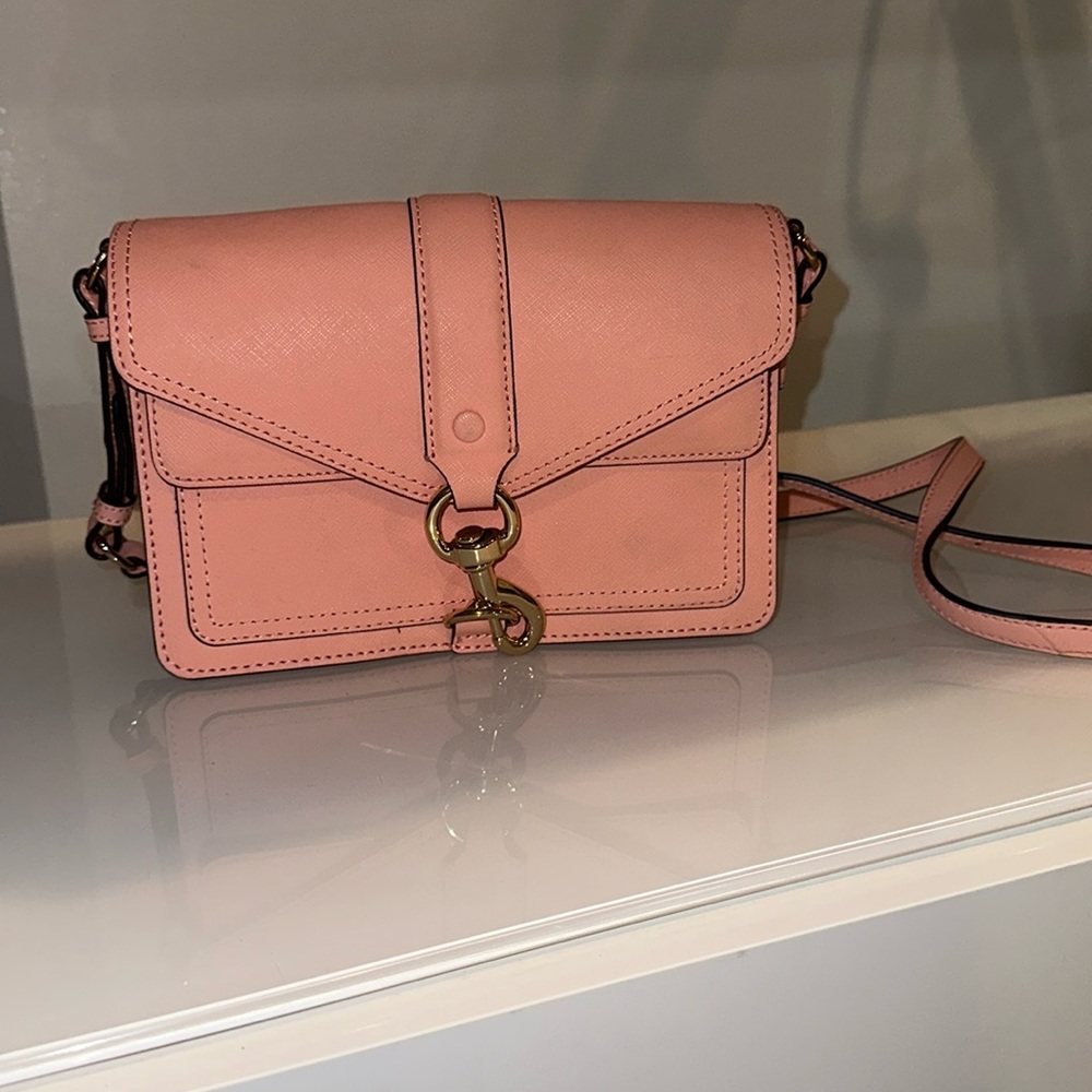 Rebecca Minkoff Hudson Moto Saffiano Leather Small Cross Body - Peach